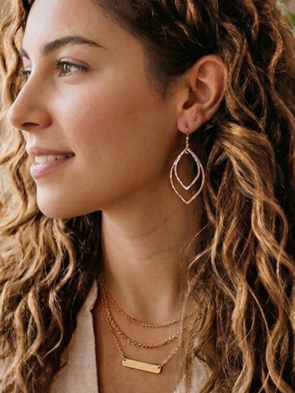 Gold and Crystal Double Teardrop Drop Earrings - Women Jewelry